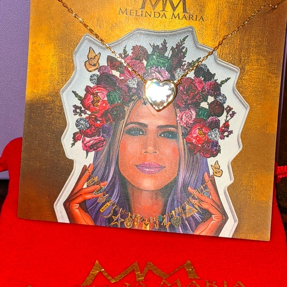 NEW Melinda Maria Gold Rhinestone Heart Necklacin - Picture 1 of 8